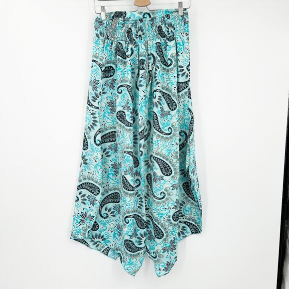 Womens Boho Gypsy Hippie Artsy Silk Blend‎ Paisley Wide Leg Palazzo Pants OS - Picture 7 of 7
